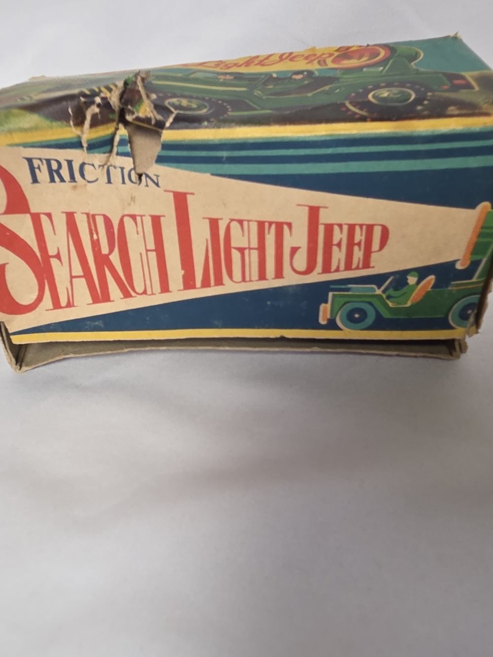 Vintage Tin Search Light Jeep Toy